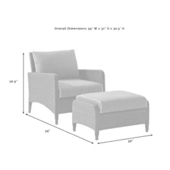 Kiawah 2pc Wicker Patio Chair With Ottoman Seating Set - Crosley -Crosley Shop GUEST 25a594a1 d89d 4da3 ab62 be4bbecabb1a