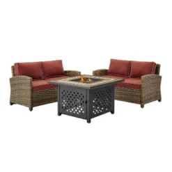 3pc Bradenton Outdoor Steel Fire Pit Set With 2 Loveseats Sangria/Weathered Brown - Crosley 17 3pc Bradenton Outdoor Steel Fire Pit Set With 2 Loveseats Sangria/Weathered Brown - Crosley -Crosley Shop GUEST 2619449c 3700 4109 9621 35b472dbfc3f