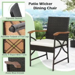 Costway 7PCS Patio Wicker Dining Set Cushion Acacia Wood Armrests Table With Umbrella Hole -Crosley Shop GUEST 26c0fb63 af8b 4efe bcb1 27b72afd4048 1