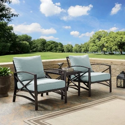 3pc Kaplan Outdoor Seating Set With 2 Chairs & Side Table - Mist - Crosley 6 3pc Kaplan Outdoor Seating Set With 2 Chairs & Side Table - Mist - Crosley - Image 4