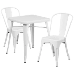 Flash Furniture Commercial Grade 23.75" Square Metal Indoor-Outdoor Table Set With 2 Stack Chairs -Crosley Shop GUEST 2751f67f 1b7a 470c baa0 47927896de76