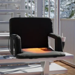 Flash Furniture Extra Wide Foldable Reclining Heated Stadium Chair With Backpack Straps - Black -Crosley Shop GUEST 27a8f42e d479 4966 a4a5 f8b018fe64a8
