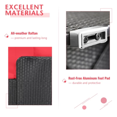 Tangkula Patio Rattan Daybed With 4 Pillows Cushioned Sofa For Outdoor 9 Tangkula Patio Rattan Daybed With 4 Pillows Cushioned Sofa For Outdoor - Image 7