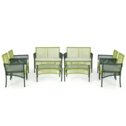 Costway 4PCS/8PCS Patio Round Wicker Conversation Set With Cushions Tempered Glass Side Table -Crosley Shop GUEST 28259106 ffd5 4b46 8207 7ef1a4a932b7