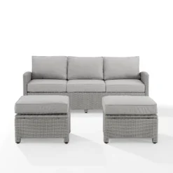 Bradenton 3pc Outdoor Wicker Sofa & 2 Ottoman Set - Gray/Gray - Crosley 19 Bradenton 3pc Outdoor Wicker Sofa & 2 Ottoman Set - Gray/Gray - Crosley -Crosley Shop GUEST 283d6ec7 e809 40b7 8db3 11637ce39cff