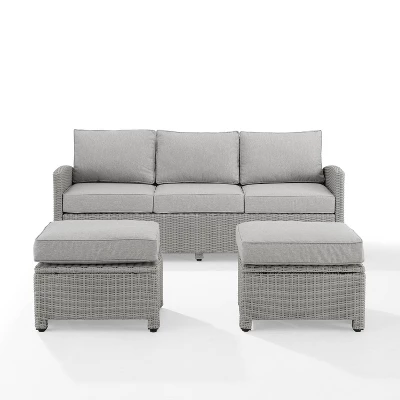 Bradenton 3pc Outdoor Wicker Sofa & 2 Ottoman Set - Gray/Gray - Crosley 8 Bradenton 3pc Outdoor Wicker Sofa & 2 Ottoman Set - Gray/Gray - Crosley - Image 6