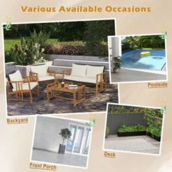 Costway 8PCS Patio Mix Brown Wicker Sofa Set Acacia Wood Frame With Seat & Back Cushions -Crosley Shop GUEST 285c8032 cbd0 42e3 bb9c 0b75ac085d8d