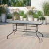 Emma And Oliver 31.5" X 55" Rectangular Tempered Glass Metal Table With Umbrella Hole -Crosley Shop GUEST 2909560b df34 49a2 a50a cce54a9e33d1