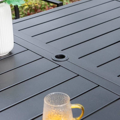 7pc Outdoor Dining Set With Chairs & Metal Table With Umbrella Hole - Captiva Designs 4 7pc Outdoor Dining Set With Chairs & Metal Table With Umbrella Hole - Captiva Designs - Image 2