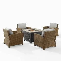 Bradenton 5pc Outdoor Wicker Arm Chair & Fire Table Set - Crosley 39 Bradenton 5pc Outdoor Wicker Arm Chair & Fire Table Set - Crosley -Crosley Shop GUEST 2a5a94fe 779b 40c4 8ded dd9d54157b9c