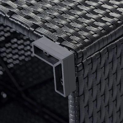 5pc Wicker Patio Sectional Seating Set With Cushions - Black/Blue - GODEER 15 5pc Wicker Patio Sectional Seating Set With Cushions - Black/Blue - GODEER - Image 13