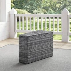 Catalina Outdoor Wicker Arm Table - Gray - Crosley -Crosley Shop GUEST 2a899365 67f7 4e94 9e3e fc56bc8afa6b