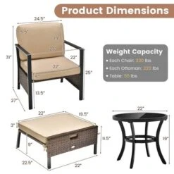 Costway 5PCS Patio Wicker Conversation Set Space Saving Cushions Chairs With Ottomans Table -Crosley Shop GUEST 2b3032c7 506b 491d 81c1 5f8aa8bc1885