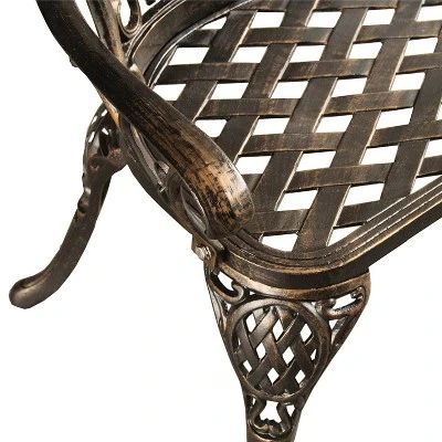 Ornate Traditional Aluminum Patio Bench - Bronze - Oakland Living 4 Ornate Traditional Aluminum Patio Bench - Bronze - Oakland Living - Image 2