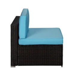 6pc Outdoor Rattan Wicker Set With Sofas, Chairs, Coffee Table & Ottoman - Brown/Blue - GODEER 15 6pc Outdoor Rattan Wicker Set With Sofas, Chairs, Coffee Table & Ottoman - Brown/Blue - GODEER -Crosley Shop GUEST 2c59df1a d131 4ed9 be5c 8136f009b5b8