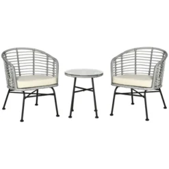 Outsunny 3-Piece Patio Rattan Chair And Table Furniture Set, Outdoor Bistro Set With Two Chairs And Coffee Table For Garden, Or Backyard -Crosley Shop GUEST 2c7f645b 7e5f 4341 a494 1f0989f1d852