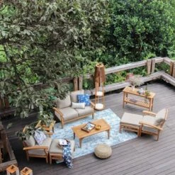 Cambridge Casual Caterina Teak Outdoor Patio Ottoman With Cushion -Crosley Shop GUEST 2cbe96b4 2b9e 4a0a 95e8 346ffb463608