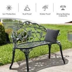 Costway Patio Garden Bench Chair Style Porch Cast Aluminum Outdoor Rose Antique Green 14 Costway Patio Garden Bench Chair Style Porch Cast Aluminum Outdoor Rose Antique Green -Crosley Shop GUEST 2dc9f1e4 1d13 47e8 86c0 62995bd326bd