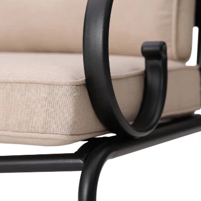 7pc Outdoor Dining Set With 6 Chairs With Seat & Back Cushions & Metal Rectangle Table With Umbrella Hole - Captiva Designs 6 7pc Outdoor Dining Set With 6 Chairs With Seat & Back Cushions & Metal Rectangle Table With Umbrella Hole - Captiva Designs - Image 4