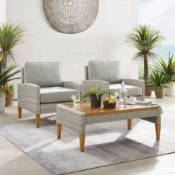 Capella Outdoor Wicker 3 Pc Set With Two Chairs And Coffee Table Gray/Acorn - Crosley 17 Capella Outdoor Wicker 3 Pc Set With Two Chairs And Coffee Table Gray/Acorn - Crosley -Crosley Shop GUEST 2f6323a8 2deb 4f38 b5d4 fa163efba1a2