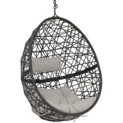 Sunnydaze Decor Sunnydaze Outdoor Resin Wicker Patio Caroline Lounge Hanging Basket Egg Chair With Cushions - 2pc -Crosley Shop GUEST 2f67dac3 653d 4035 a656 2a9704b06c75