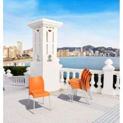 Vita Resin Outdoor Patio Dining Chair In Orange - Set Of 2 - Compamia -Crosley Shop GUEST 2f6fc69d 0a07 44dd 8c3f 578629b90cba