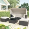 4pc Outdoor Wicker Rectangle Daybed With Canopy & Cushions - Beige - GODEER -Crosley Shop GUEST 2fa7889c 20db 41cd 8959 5bdfbb0f9c9e