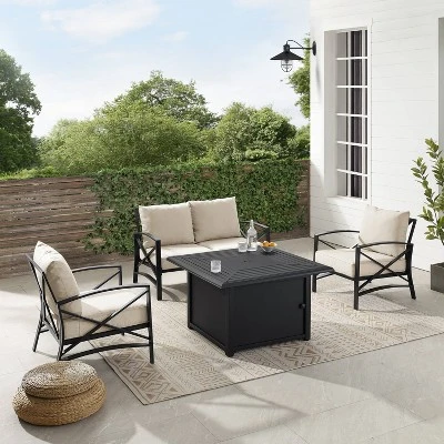Kaplan 4pc Outdoor Conversation Set With Dante Fire Table - Oatmeal - Crosley 8 Kaplan 4pc Outdoor Conversation Set With Dante Fire Table - Oatmeal - Crosley - Image 6
