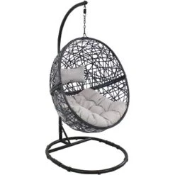 Sunnydaze Decor Sunnydaze Outdoor Resin Wicker Jackson Hanging Basket Egg Chair Swing With Cushions, Headrest, And Steel Stand Set - 3pc -Crosley Shop GUEST 2ffe4209 52a7 410f 9700 d1825ab0c69e