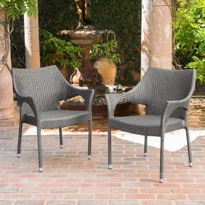 Arden 5pc Wicker Patio Dining Set - Gray - Christopher Knight Home 5 Arden 5pc Wicker Patio Dining Set - Gray - Christopher Knight Home - Image 3