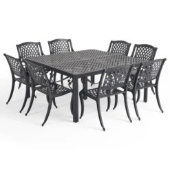 Crosley Shop 17 Aviary 9pc Aluminum Dining Set - Antique Matte Black - Christopher Knight Home