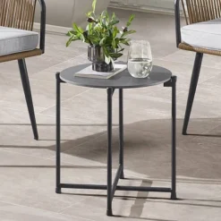 Alburgh 18" Round Cocktail Table - Charcoal - Alaterre Furniture
