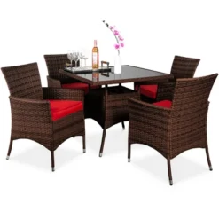 Best Choice Products 5-Piece Indoor Outdoor Wicker Patio Dining Table Furniture Set W/ Umbrella Cutout, 4 Chairs -Crosley Shop GUEST 30aa18b7 5cd2 4582 a70b f3ff3f6ce34a