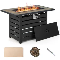 Tangkula 7PCS Patio Rattan Furniture Set 42" Fire Pit Table W/ Cover Cushioned -Crosley Shop GUEST 30da9dc3 5337 452c bef5 8c1f0c3b430c