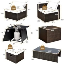 Tangkula 9PCS Outdoor Patio Furniture Set With 30" Propane Fire Pit Table PE Wicker Space-Saving Sectional Sofa Set W/ Storage Box & Cushions -Crosley Shop GUEST 31013370 fe75 43d1 a683 999056ce4c9a