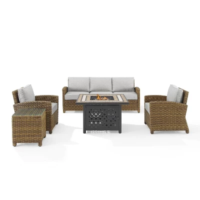 Bradenton 5pc Outdoor Wicker Conversation Set With Fire Table - Crosley 7 Bradenton 5pc Outdoor Wicker Conversation Set With Fire Table - Crosley - Image 5