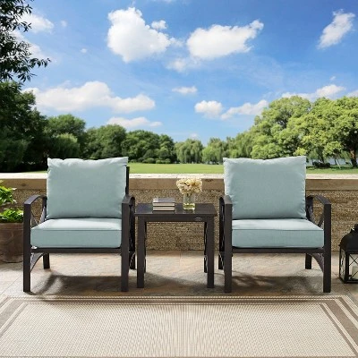 3pc Kaplan Outdoor Seating Set With 2 Chairs & Side Table - Mist - Crosley 7 3pc Kaplan Outdoor Seating Set With 2 Chairs & Side Table - Mist - Crosley - Image 5