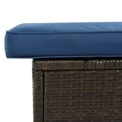 9pc Wicker Patio Sectional Seating Set With Cushions - Brown/Blue - GODEER -Crosley Shop GUEST 31ec3be7 cc9f 4657 8aa6 65921b08ebff