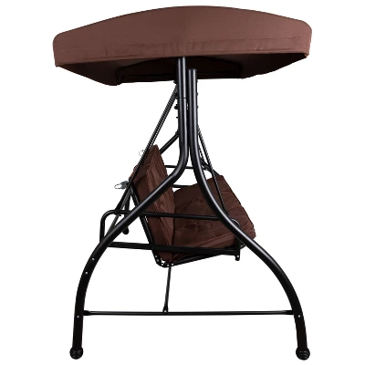 Flash Furniture Tellis 3-Seat Outdoor Steel Converting Patio Swing Canopy Hammock With Cushions / Outdoor Swing Bed 13 Flash Furniture Tellis 3-Seat Outdoor Steel Converting Patio Swing Canopy Hammock With Cushions / Outdoor Swing Bed - Image 11