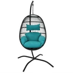 Sunnydaze Decor Sunnydaze Outdoor Resin Wicker Patio Dalia Hanging Basket Egg Chair With Cushions, Headrest, And Steel Stand Set - Teal - 3pc 17 Sunnydaze Decor Sunnydaze Outdoor Resin Wicker Patio Dalia Hanging Basket Egg Chair With Cushions, Headrest, And Steel Stand Set - Teal - 3pc -Crosley Shop GUEST 328c2ef7 9f8f 4462 8224 5c459e5eae3b