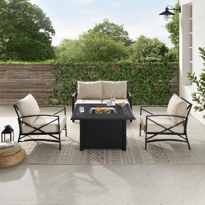 Kaplan 4pc Outdoor Conversation Set With Dante Fire Table - Oatmeal - Crosley 7 Kaplan 4pc Outdoor Conversation Set With Dante Fire Table - Oatmeal - Crosley - Image 5