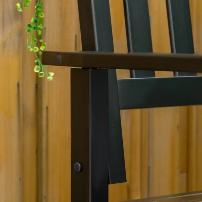 Outsunny Outdoor Wooden Storage Bench Deck Box, Wood Patio Furniture, 43 Gallon Pool Storage Bin Container With Cloth, Backrest, Armrests, Star, Black 7 Outsunny Outdoor Wooden Storage Bench Deck Box, Wood Patio Furniture, 43 Gallon Pool Storage Bin Container With Cloth, Backrest, Armrests, Star, Black - Image 5