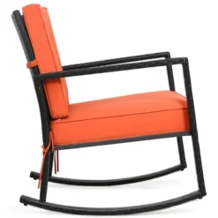 Costway 2PCS Outdoor Wicker Rocking Chair Patio Lawn Rattan Single Chair Glider W/ Cushion -Crosley Shop GUEST 33e25786 6497 44b0 8e53 cc06b13cdb3e