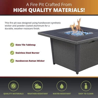 Kinger Home Ethan 5-Piece Rattan Wicker Propane Fire Pit Set With An Aluminum Frame 4 Kinger Home Ethan 5-Piece Rattan Wicker Propane Fire Pit Set With An Aluminum Frame - Image 2