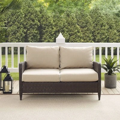 Kiawah Outdoor Wicker Loveseat Beige - Crosley 7 Kiawah Outdoor Wicker Loveseat Beige - Crosley - Image 5