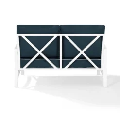 Kaplan Loveseat White/Navy - Crosley -Crosley Shop GUEST 34b0f7e1 c722 4844 bf44 6f5940f1ff18
