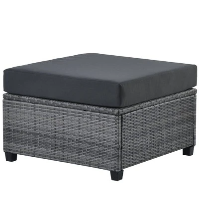 7pc Outdoor Set With Rattan Sofa & Cushions - Gray - GODEER 13 7pc Outdoor Set With Rattan Sofa & Cushions - Gray - GODEER - Image 11