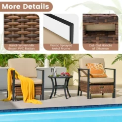 Costway 5PCS Patio Wicker Conversation Set Space Saving Cushions Chairs With Ottomans Table -Crosley Shop GUEST 34f148b8 388e 440c ae46 840015057e0b