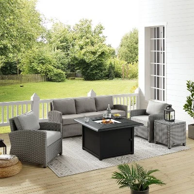 Bradenton 5pc Wicker Sofa Set With Fire Table - Gray - Crosley 7 Bradenton 5pc Wicker Sofa Set With Fire Table - Gray - Crosley - Image 5