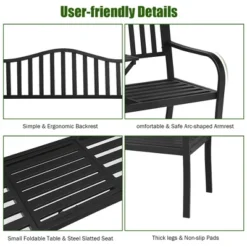 Costway Patio Garden Bench Steel Frame Adjustable Center Table Outdoor Porch Loveseats -Crosley Shop GUEST 3694dd02 3f1b 4f31 8b14 a281dd6e3b90